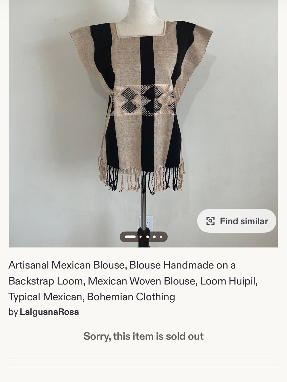 Handmade Mexican Huipil Top Wiven on a Backstrap Loom